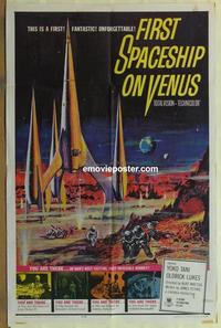 b689 FIRST SPACESHIP ON VENUS one-sheet movie poster '62 German sci-fi!