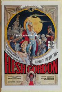 b039 FLESH GORDON unfolded one-sheet movie poster '74 sexploitation sci-fi!