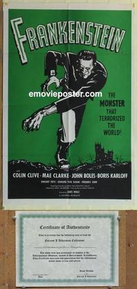 b697 FRANKENSTEIN one-sheet movie poster R60s Boris Karloff classic!