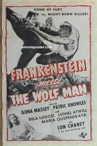 b701 FRANKENSTEIN MEETS THE WOLF MAN military one-sheet movie poster R50s