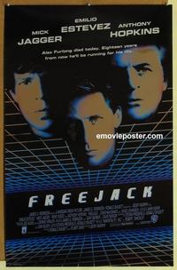 h742 FREEJACK foil one-sheet movie poster '91 Emilio Estevez, Mick Jagger