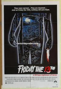 b705 FRIDAY THE 13th one-sheet movie poster '80 horror classic!