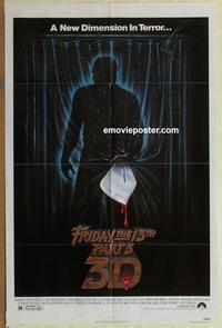 b706 FRIDAY THE 13th 3 - 3D one-sheet movie poster '82 slasher sequel!