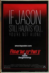 h745 FRIDAY THE 13th 5 one-sheet movie poster '85 Corey Feldman, horror!