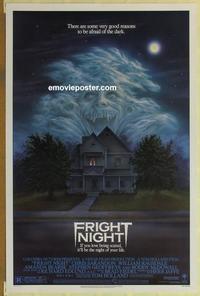 h749 FRIGHT NIGHT one-sheet movie poster '85 great horror image!