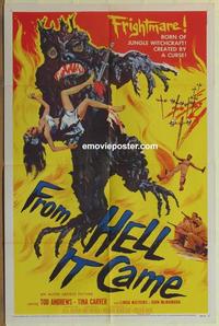 b709 FROM HELL IT CAME one-sheet movie poster '57 wacky tree monster!