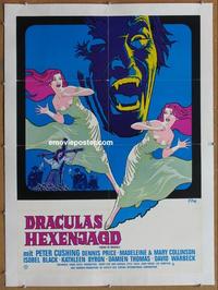 b023 TWINS OF EVIL linen German movie poster '72 vampires, Dracula!