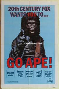 b724 GO APE one-sheet movie poster '74 5-bill Planet of the Apes!
