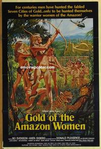 b730 GOLD OF THE AMAZON WOMEN int'l one-sheet movie poster '79 sexy Ekberg!