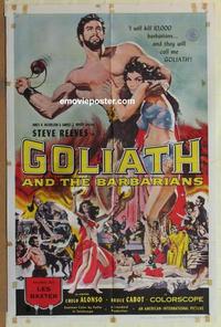 b734 GOLIATH & THE BARBARIANS one-sheet movie poster '59 Steve Reeves