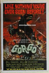 b736 GORGO one-sheet movie poster '61 great giant monster horror image!