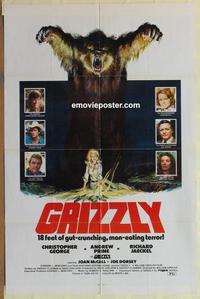 b739 GRIZZLY one-sheet movie poster '76 man-eating grizzly bear horror!