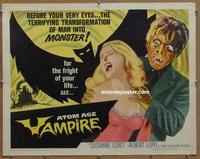 b384 ATOM AGE VAMPIRE half-sheet movie poster '63 man turned monster!