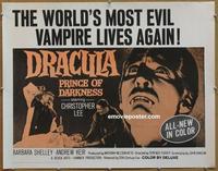 b395 DRACULA PRINCE OF DARKNESS half-sheet movie poster '66 Christopher Lee
