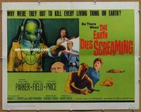 b396 EARTH DIES SCREAMING half-sheet movie poster '64 Terence Fisher