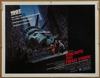 b397 ESCAPE FROM NEW YORK half-sheet movie poster '81 Kurt Russell sci-fi!