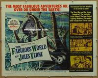 b398 FABULOUS WORLD OF JULES VERNE half-sheet movie poster '61 cool image!