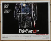b401 FRIDAY THE 13th half-sheet movie poster '80 horror classic!