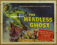 b403 HEADLESS GHOST half-sheet movie poster '59 AIP teen horror!