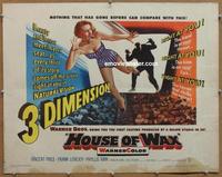 b405 HOUSE OF WAX half-sheet movie poster '53 3D Vincent Price, horror!