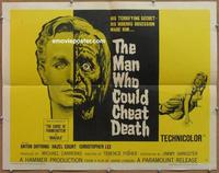 b413 MAN WHO COULD CHEAT DEATH half-sheet movie poster '59 Hammer, Lee