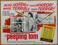 b417 PEEPING TOM half-sheet movie poster '62 Michael Powell, murder!