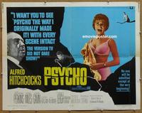 b419 PSYCHO half-sheet movie poster R69 Leigh, Perkins, Hitchcock