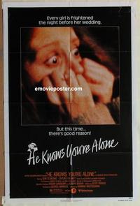 b748 HE KNOWS YOU'RE ALONE one-sheet movie poster '80 Armand Mastroianni