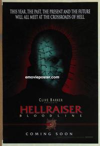 h767 HELLRAISER BLOODLINE teaser one-sheet movie poster '96 Clive Barker