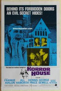 b761 HORROR HOUSE one-sheet movie poster '70 Frankie Avalon, scary AIP!