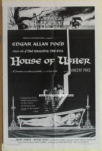 b768 HOUSE OF USHER one-sheet movie poster R67 Vincent Price, E.A. Poe