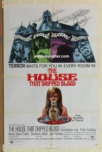 b772 HOUSE THAT DRIPPED BLOOD one-sheet movie poster '71 Christopher Lee