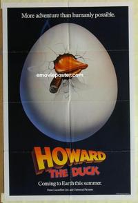 b773 HOWARD THE DUCK teaser one-sheet movie poster '86 George Lucas, Lea Thompson