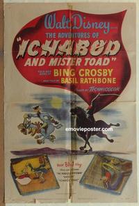 b491 ADVENTURES OF ICHABOD & MR TOAD one-sheet movie poster '49 Walt Disney