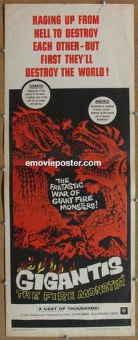 b443 GIGANTIS THE FIRE MONSTER insert movie poster '59 Godzilla!