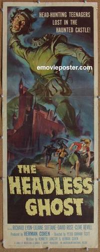 b444 HEADLESS GHOST insert movie poster '59 great Reynold Brown art!