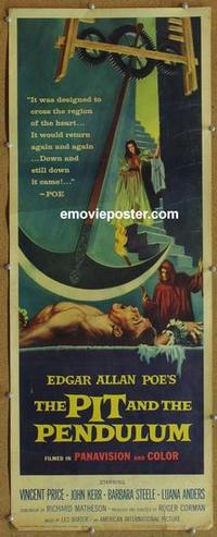 b459 PIT & THE PENDULUM insert movie poster '61 Vincent Price