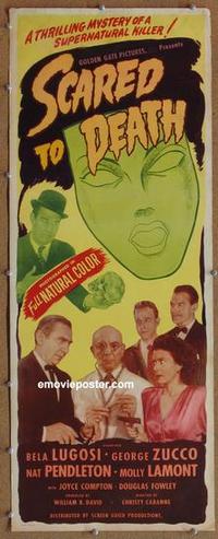 b461 SCARED TO DEATH insert movie poster '47 Bela Lugosi, Zucco