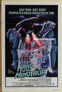 b836 LAND OF THE MINOTAUR one-sheet movie poster '77 cool Tanenbaum art!