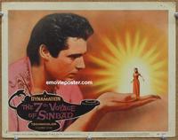 h291 7TH VOYAGE OF SINBAD movie lobby card #7 '58 tiny girl in hand!