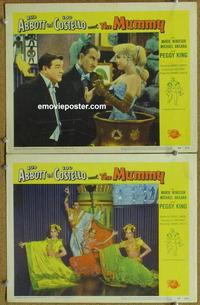 h625 ABBOTT & COSTELLO MEET THE MUMMY 2 movie lobby cards '55 spooky!