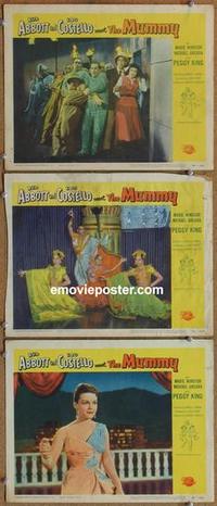 h598 ABBOTT & COSTELLO MEET THE MUMMY 3 movie lobby cards '55 spooky!