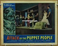 h296 ATTACK OF THE PUPPET PEOPLE movie lobby card #3 '58 AIP, sci-fi!