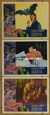 h601 BAT 3 movie lobby cards '59 Vincent Price, Moorehead