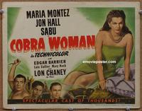 h194 COBRA WOMAN movie title lobby card '44 Sabu, Maria Montez, Lon Chaney