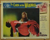 h338 CURSE OF THE WEREWOLF movie lobby card #3 '61 Reed holding girl!