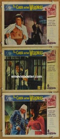 h604 CURSE OF THE WEREWOLF 3 movie lobby cards '61 Reed barechested!