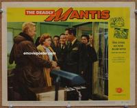 h345 DEADLY MANTIS movie lobby card #3 '57 William Hopper shakes!
