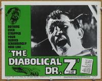 h346 DIABOLICAL DR Z movie lobby card #1 '66 that must really hurt!