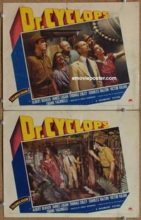 h633 DOCTOR CYCLOPS 2 movie lobby cards '40 Albert Dekker, sci-fi!